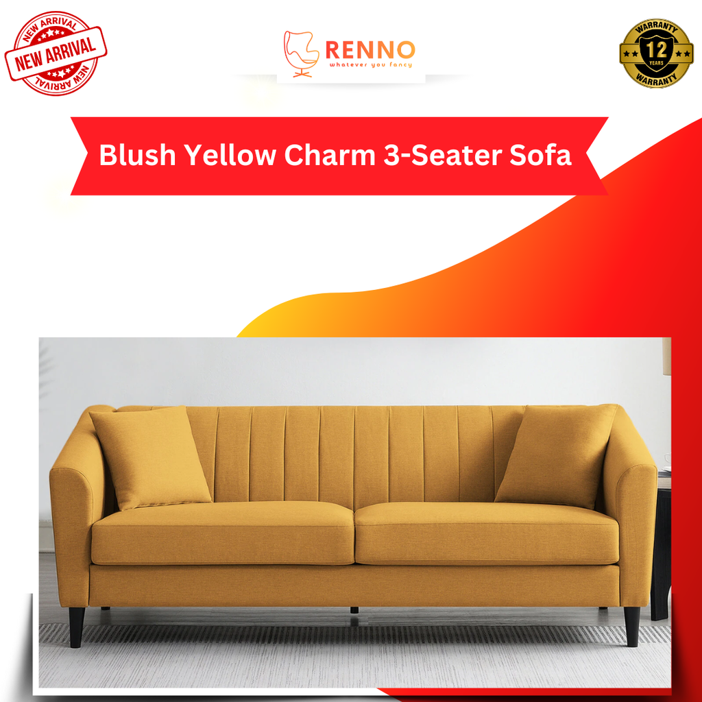 Blush Yellow Charm 3-Seater Sofa