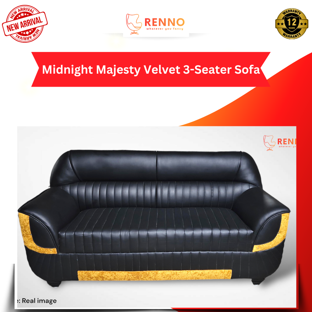 Midnight Majesty Velvet 3-Seater Sofa