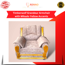 Timberwolf Grandeur Armchair with Mikado Yellow Accents